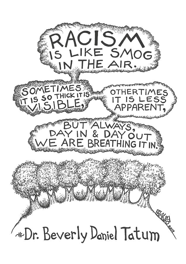 Pen And Ink Illustration Drawing - Racism Is Like Smog Drawing by Rick Frausto
