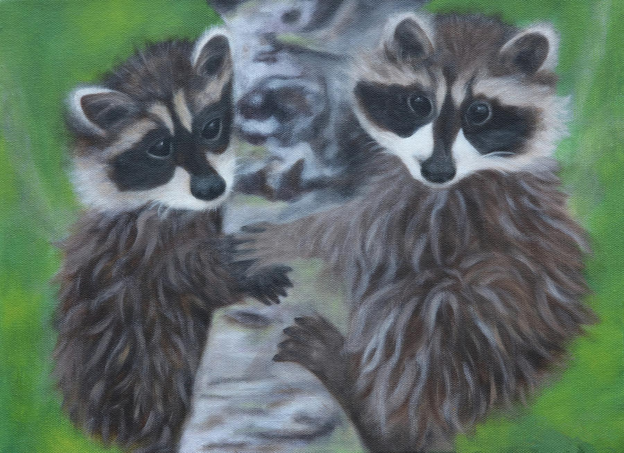 Racoon Buddies Painting by Tammy Pool