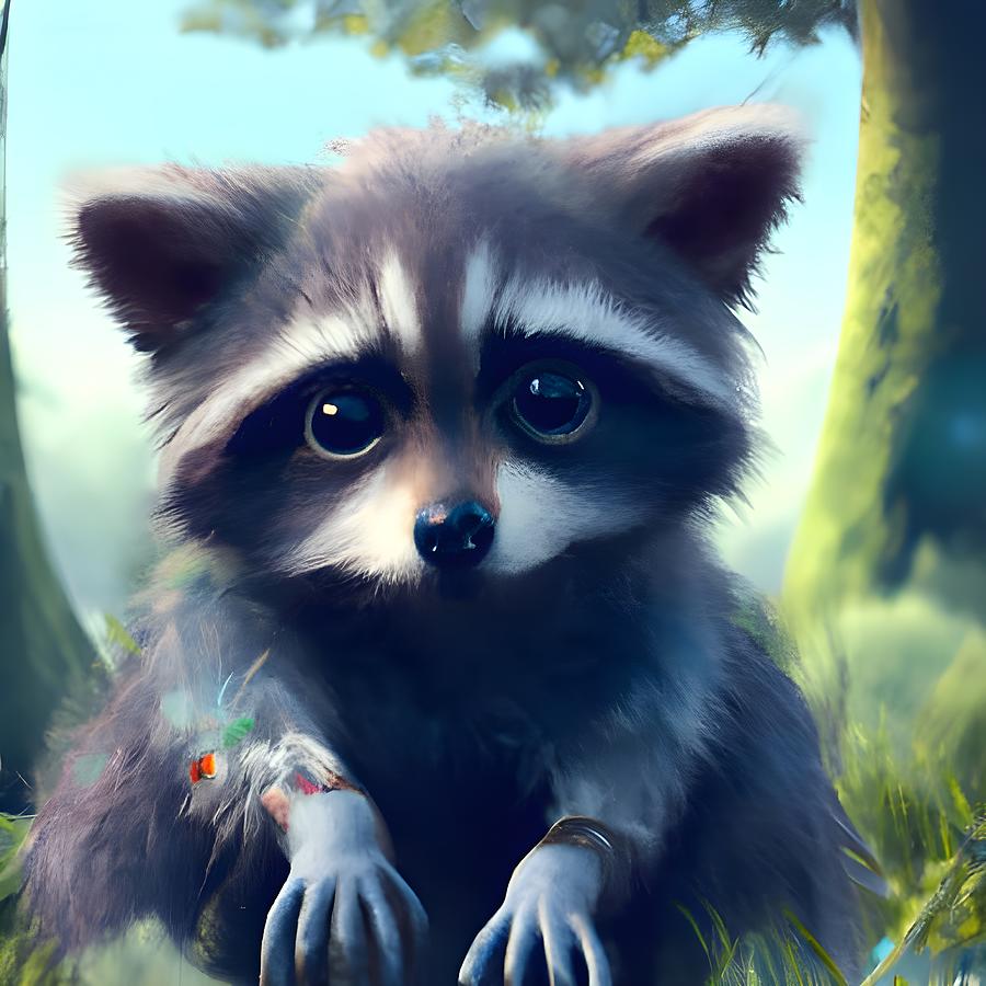 Racoon Digital Art by PsyBorgArt - Fine Art America