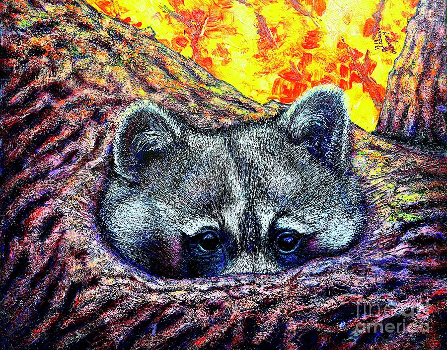 Racoon Painting by Viktor Lazarev