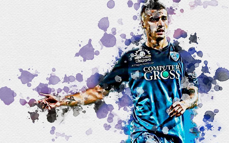 Rade Krunic Bosnian Football Player Empoli Fc Midfielder Paint Splashes ...