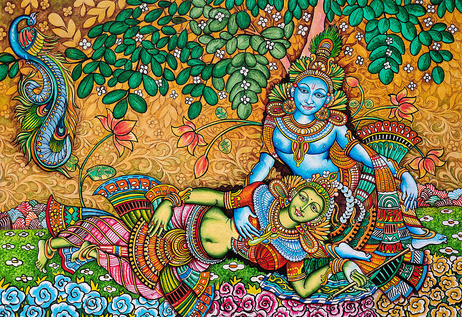 Radha And Krishna In Vrindhavan Painting by Asp Arts