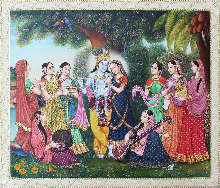 Radha Krishna Love Scene Painting by R K Sharma - Fine Art America