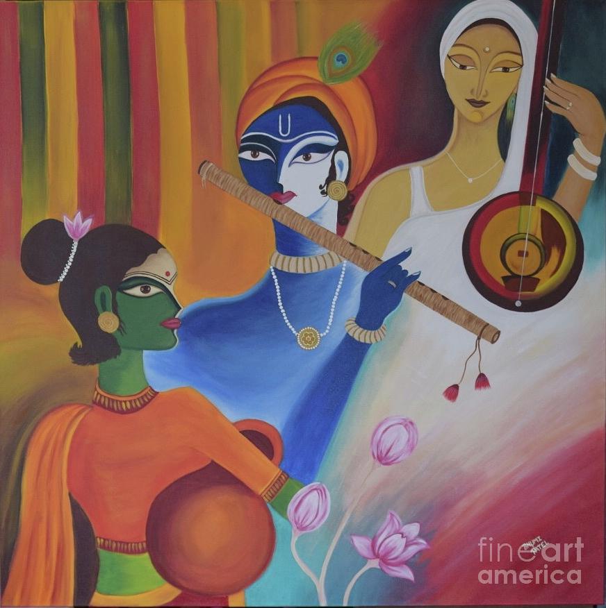 Radha Krishna And Meera Art Print, 58% OFF