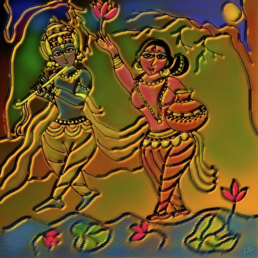 Radha Madhavam Digital Art by Latha Gokuldas Panicker