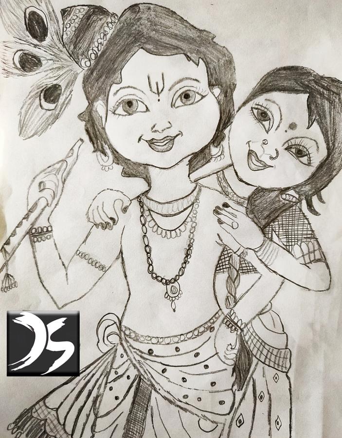 Paper Lord Krishna Pencil Sketch at Rs 250/piece in Vijayapura | ID:  22838254597