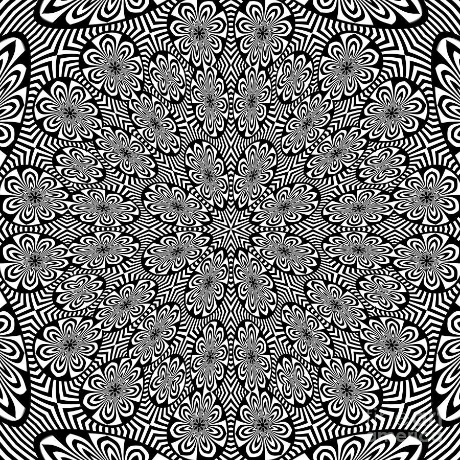Radial Monochrome Pattern Digital Art