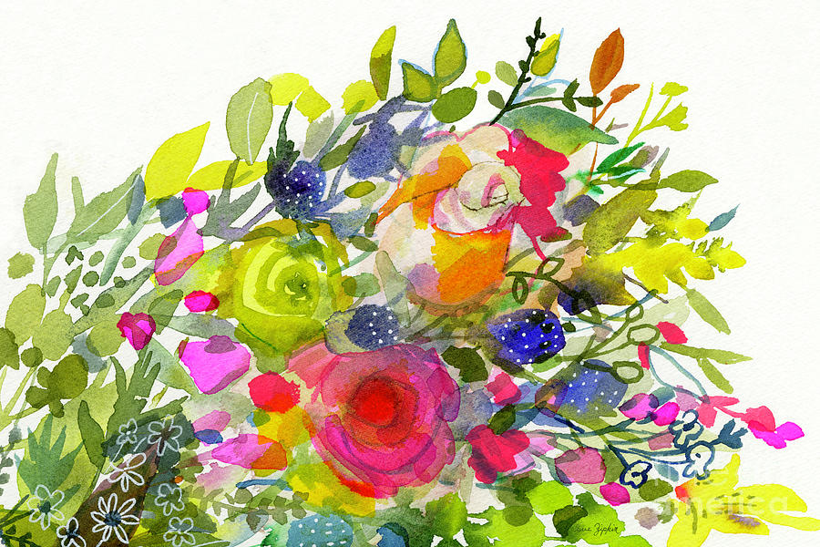 Radiant Floral Watercolor Abstract Mix Painting by Sue Zipkin