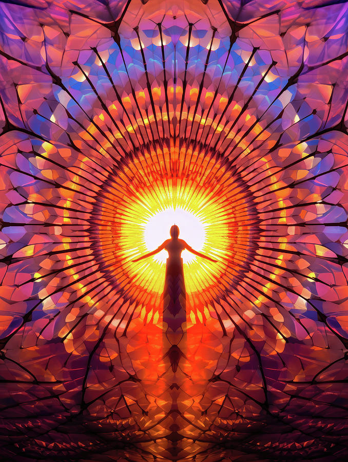 Radiant Fractal Kaleidoscope Angel Digital Art by Matthias Hauser