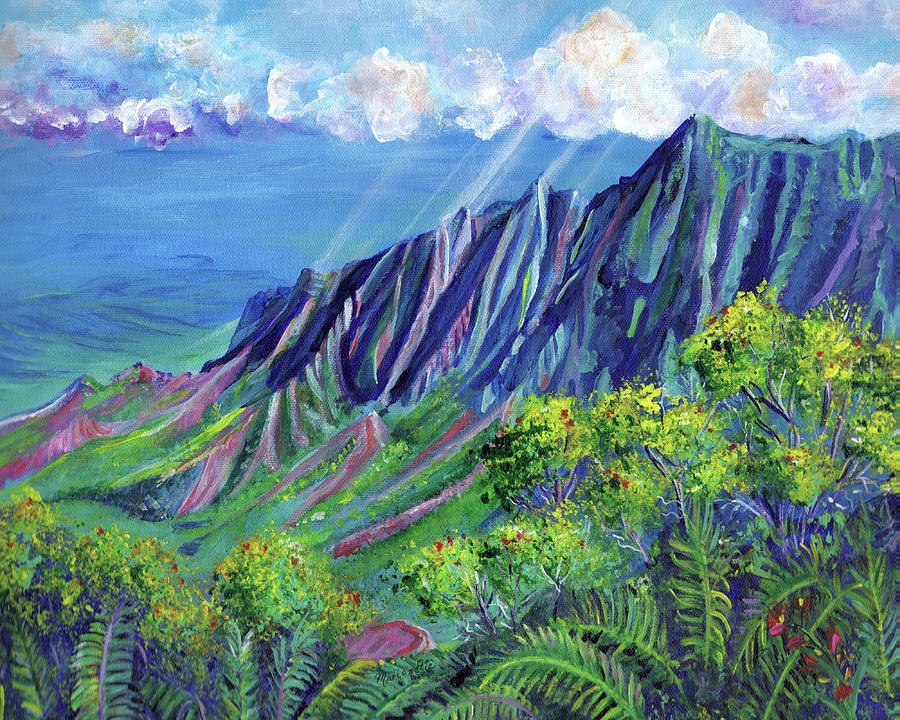 Radiant Kalalau Valley Painting by Marionette Taboniar