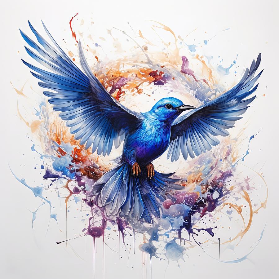 Radiant Orb - Bluebird Decor Painting by Lourry Legarde