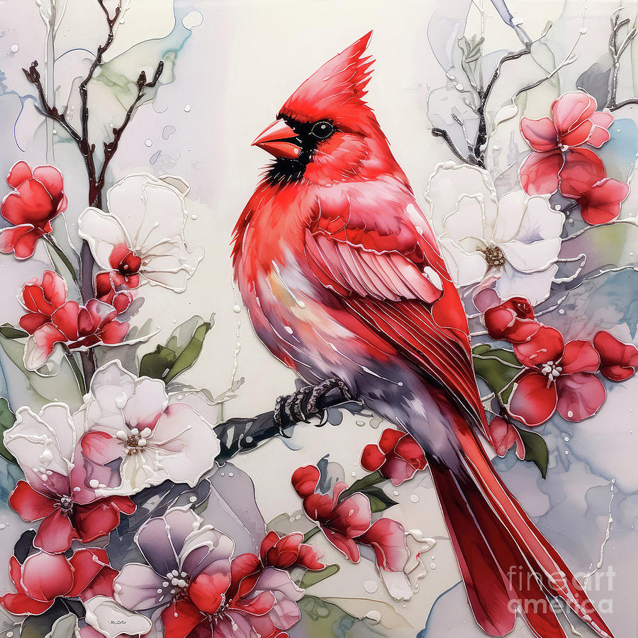 Radiant Red Cardinal Painting by Tina LeCour