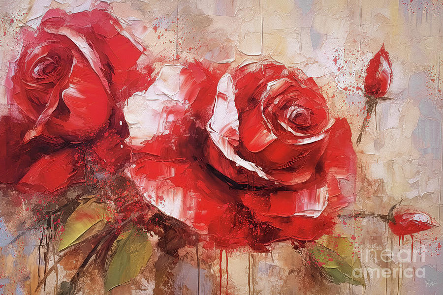 Radiant Red Roses Painting by Tina LeCour