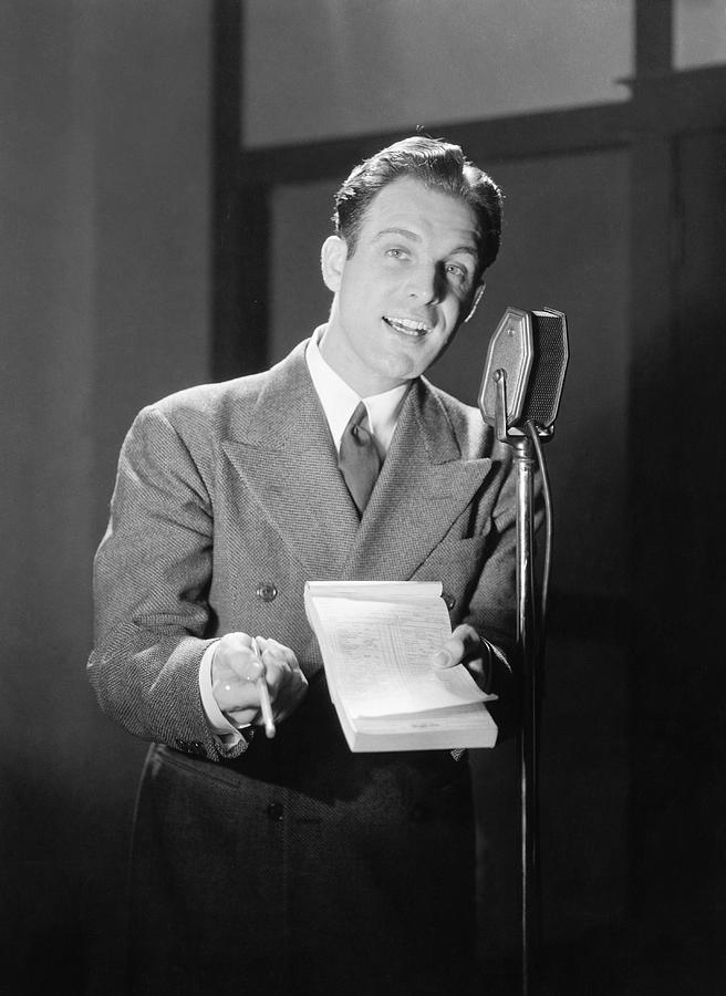 Radio Announcer At Microphone- 1936 Photograph by Petrified Collection