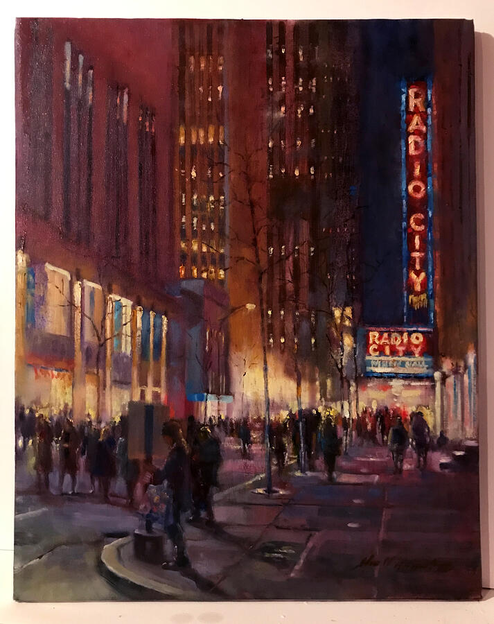 Urban Scene Painting - Radio City Music Hall by Hall Groat