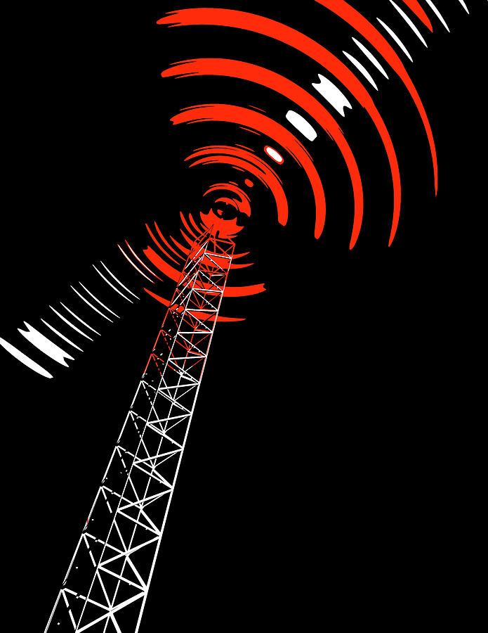 Aerial Digital Art - Radio Signals from Tower 13 var 16 by Russell Kightley