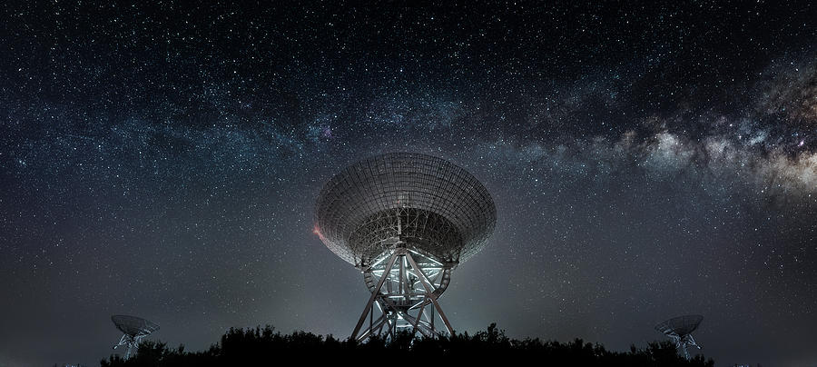 Radio telescope at night Photograph by Haitong Yu