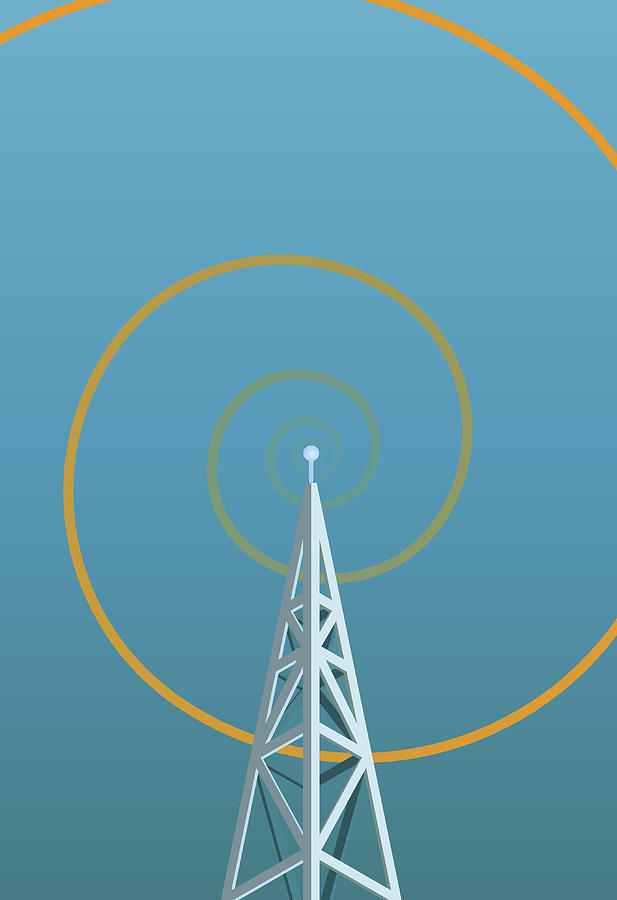 Radio Tower W/ Spiral Waveform Drawing by Anilyanik