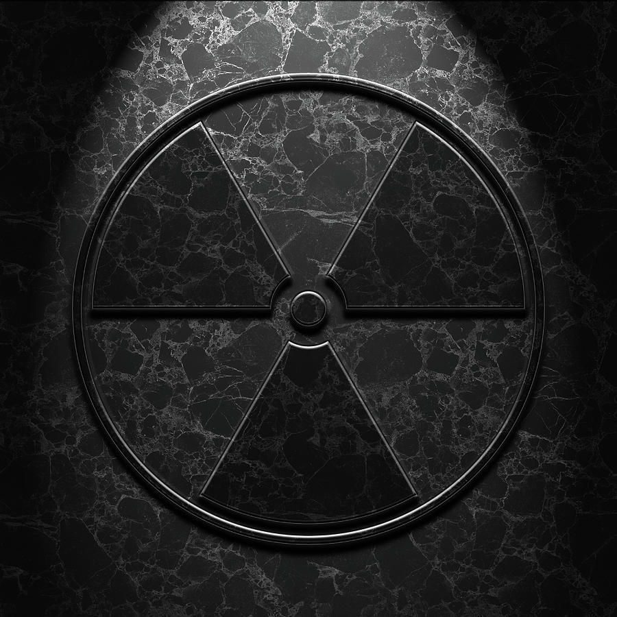 Radioactive Symbol Black Marble Texture Repost Digital Art by Brian Carson