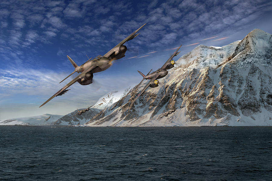 RAF Mosquitos in Norway fjord attack Photograph by Gary Eason