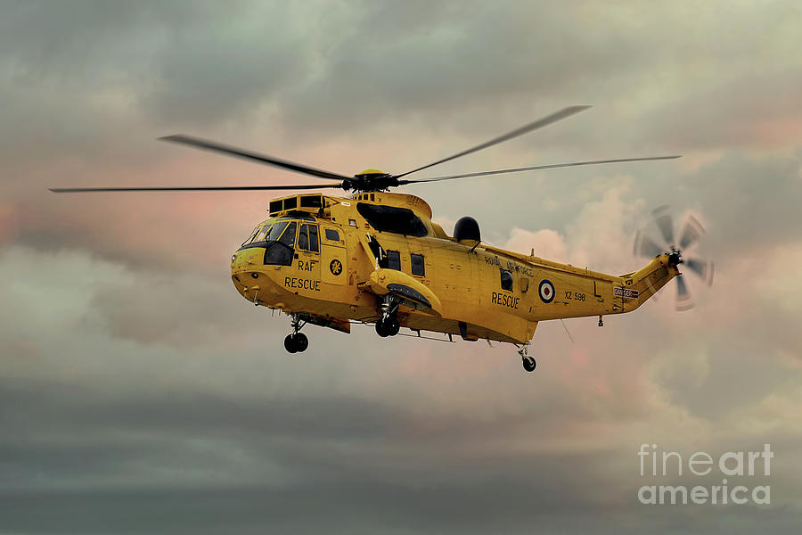 Sunset Photograph - RAF Search and Rescue Sea King by Steve H Clark Photography