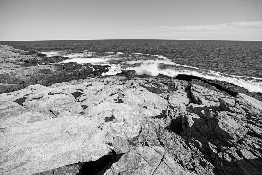 Rafes Chasm Gloucester MA North Shore Ocean Black and White Photograph by Toby McGuire