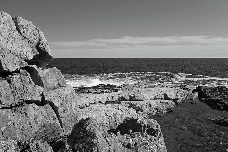 Rafes Chasm Gloucester MA North Shore Rocky Black and White Photograph by Toby McGuire