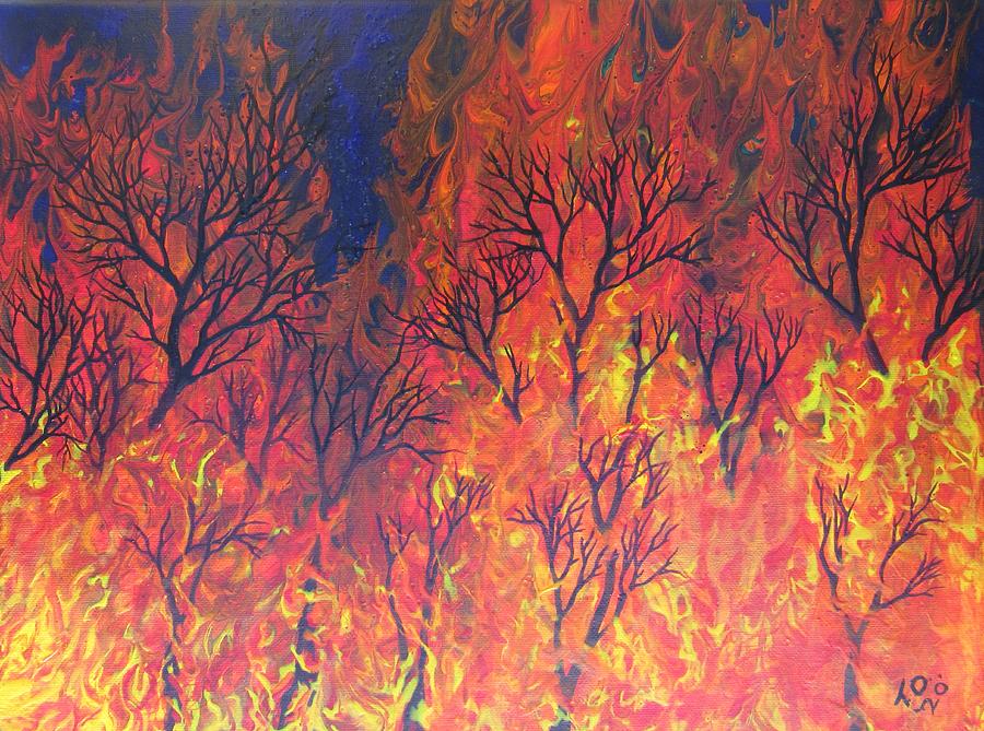 Raging Forest Fire Painting