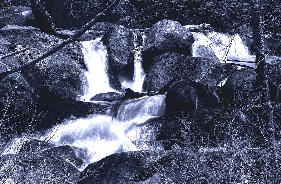 RAGING LOWER CASCADE - Black and white Photograph by Walter Fahmy