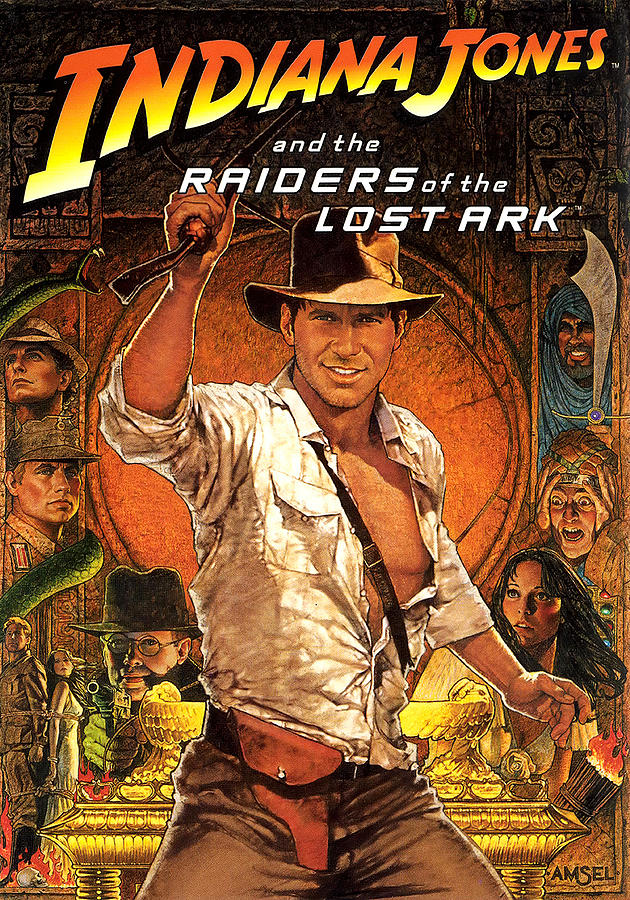 Harrison Ford Mixed Media - Raiders of the Lost Ark, 1981 - art by Richard Amsel by Movie World Posters
