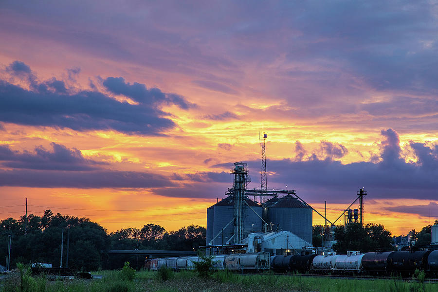 Rail Yard Sunset Photograph by Steven Bateson