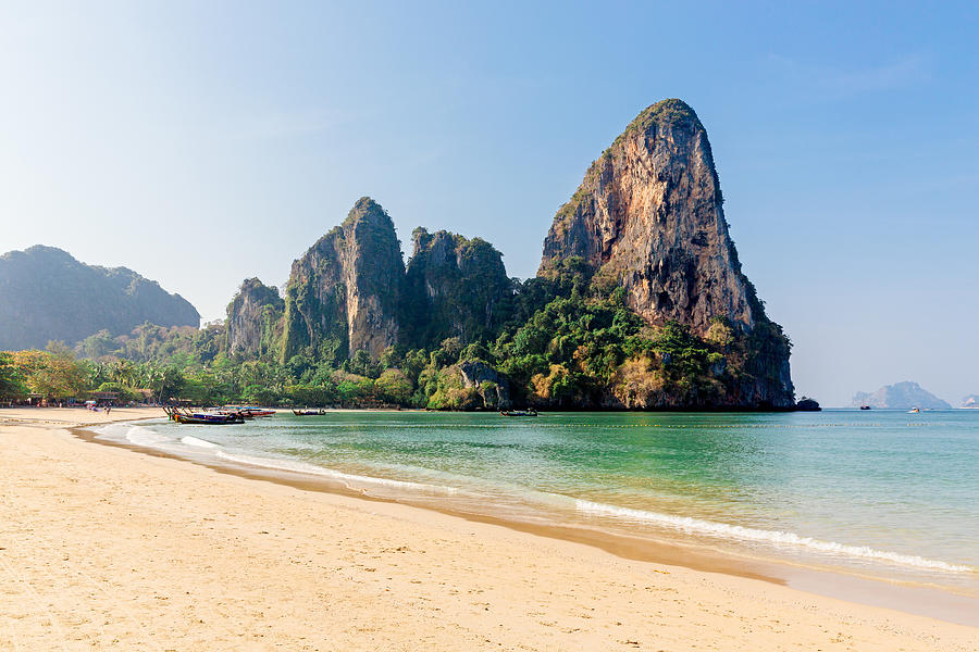 Railay West beach surrounded by mountains, Krabi province, Thailand Photograph by Alexander Spatari