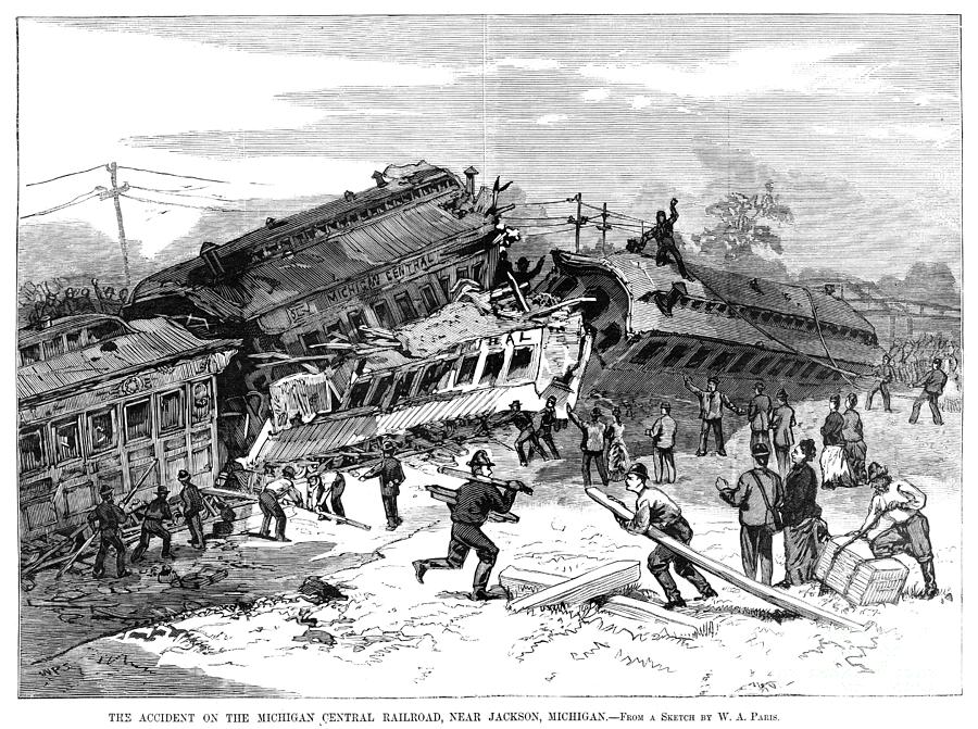Railroad Accident, 1879 Drawing by W A Paris