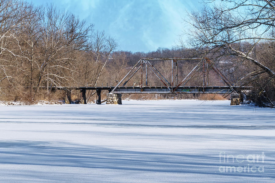 Railroad Bridge Crossing Frozen Lake Springfield Photograph by Jennifer White
