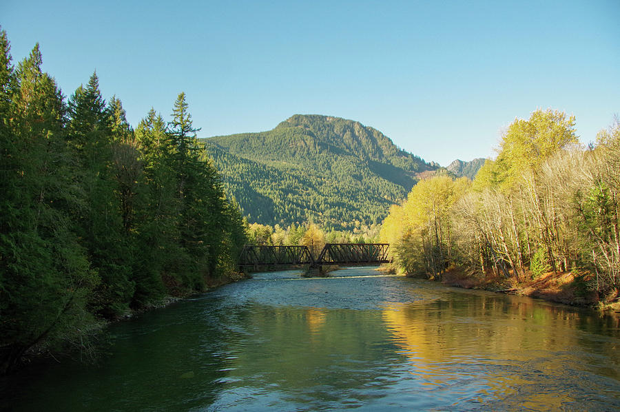 Railroad Bridge crossing the river Photograph by Jeff Swan - Pixels