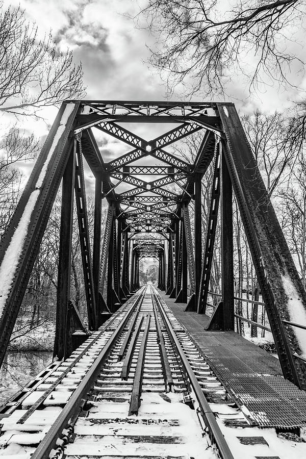 Big Blue River Railroad Bridge During Winter Photograph by Scott Smith