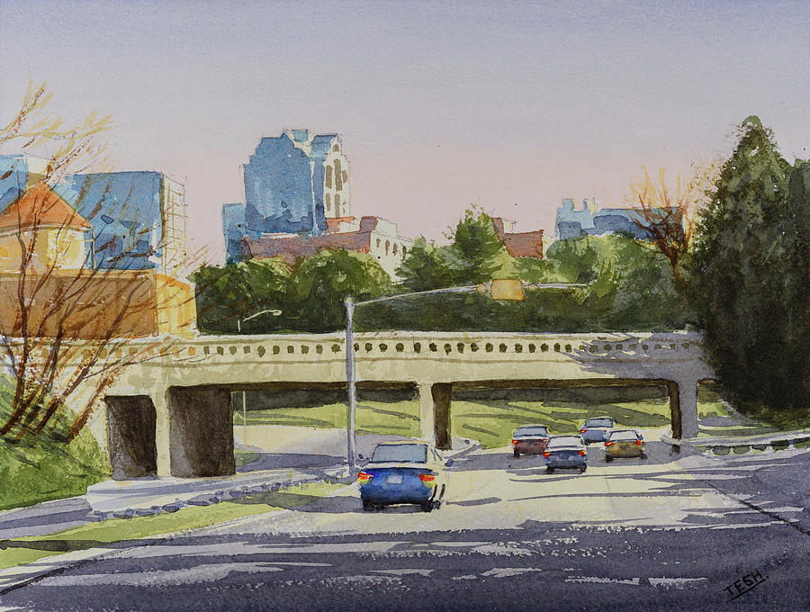 Railroad bridge on Capital Boulevard Painting by Tesh Parekh