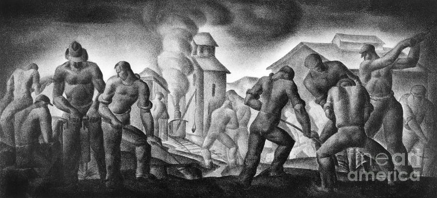 Railroad Construction, 1936 Drawing by Manuel G Silberger