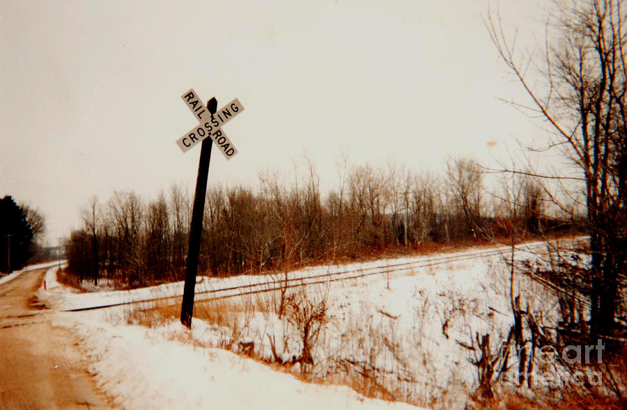 Winter Photograph - Railroad Crossing by Kevin Croitz
