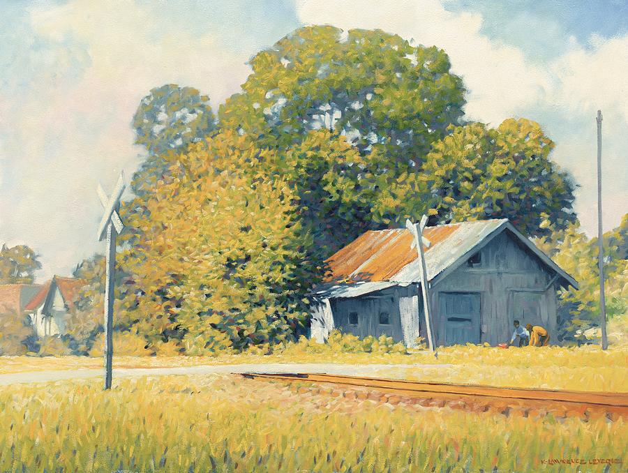 Barn Painting - Railroad Crossing by Kevin Leveque