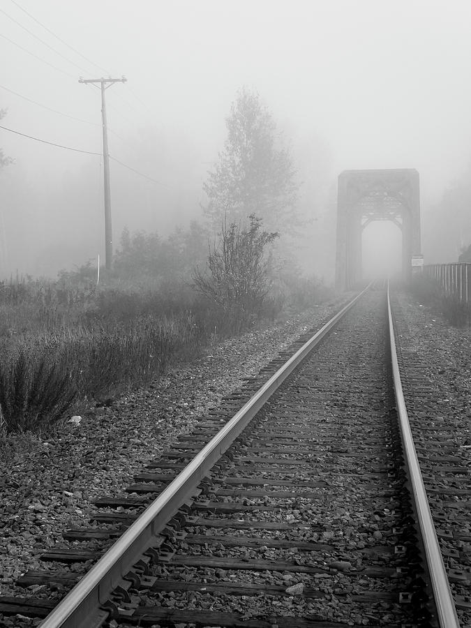 Railroad in Fog Photograph by Mary Lee Dereske