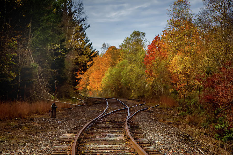 Railroad Journey through the Fall Colors Photograph by Jeff Folger