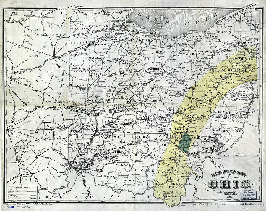 Railroad Map Of Ohio 1873 Drawing By Timeless Geo Maps Fine Art America