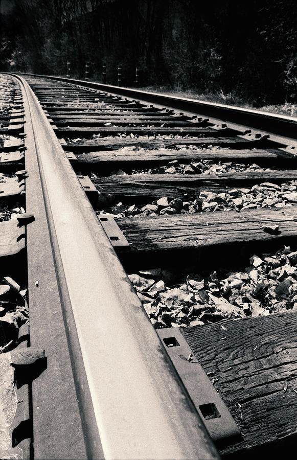 Railroad Track Closeup Photograph