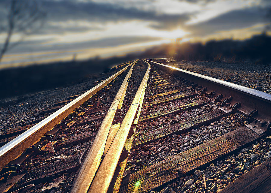 Railroad Track Sunrise Photograph by Bob Orsillo