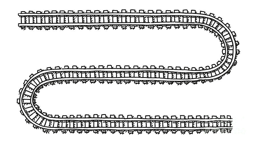 Railroad Track Symbol View From Above Drawing Drawing by Frank Ramspott ...