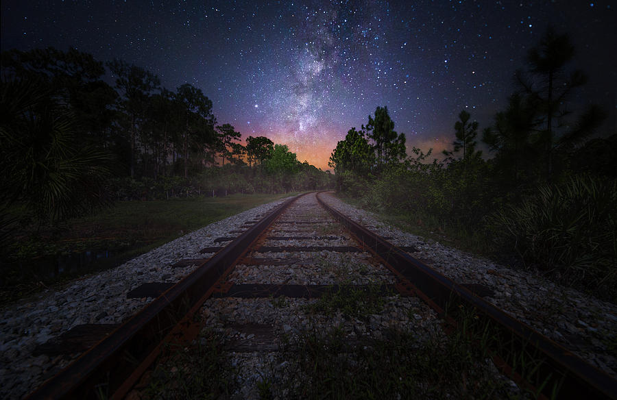 Railroad Tracks Under the Stars Photograph by Mark Andrew Thomas