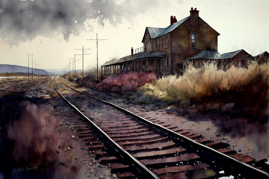 Rails to a Forgotten Place Painting by Kai Saarto