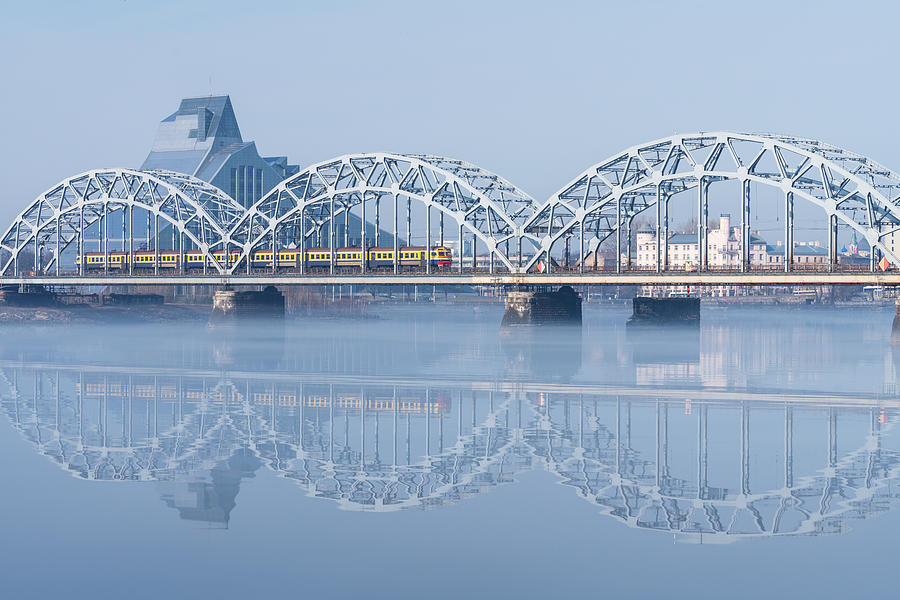 Railway bridge in Riga Photograph by Imantsu