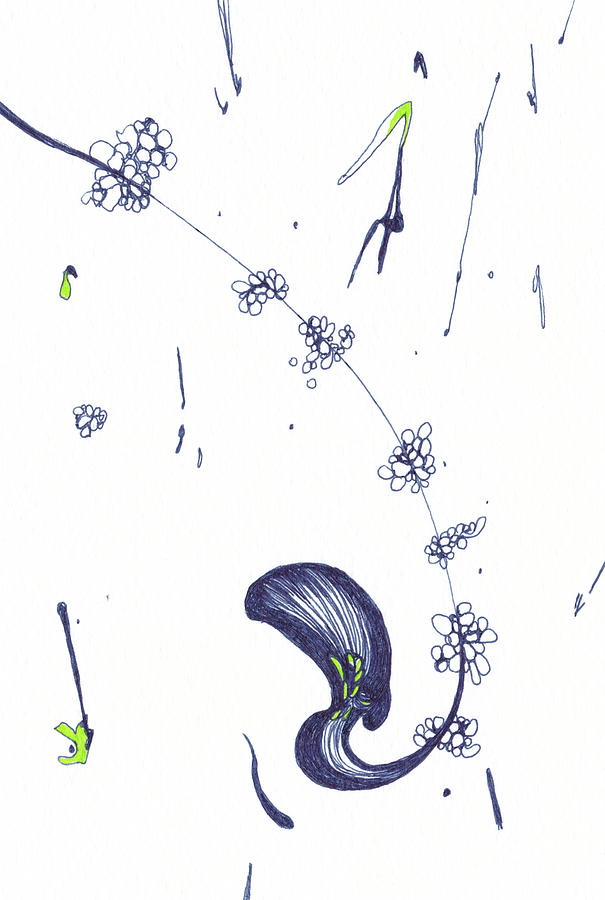 Lines Drawing - Rain And A Poem - #ss20dw005 by Satomi Sugimoto Lines Drawing - Rain And A Poem - #ss20dw005 by Satomi Sugimoto